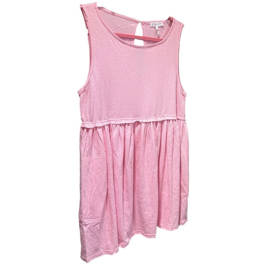 Blush Pink Babydoll Mini Dress Pockets Sleeveless | AEMI+CO | Large NWT - Picture 10 of 16